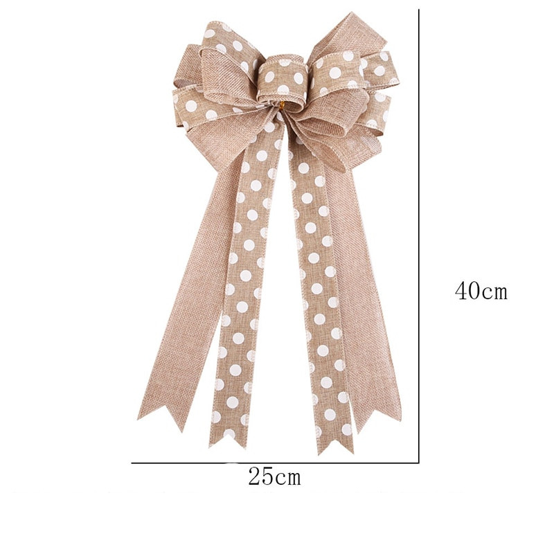 Lagre khaki valgete täppidega vibu jõulupuu kaunistused jõulupuu kaunistused kodu pulmadeks lint vibu vibu sõlme käsitöö