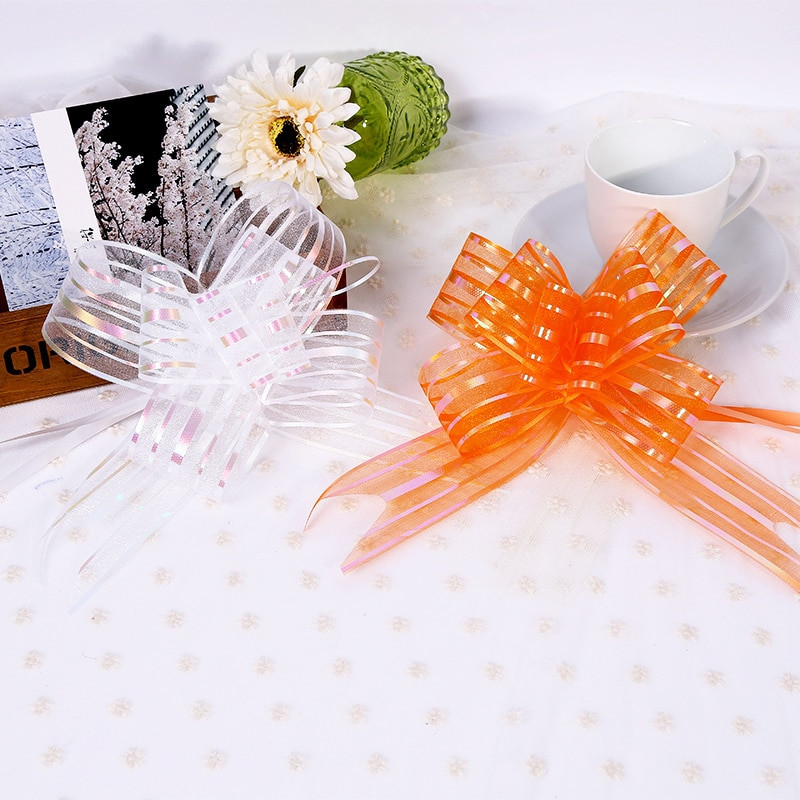 10 tk Ilus ühevärviline tõmmatav vibu lint kingituste pakkimine lilledega vibu sõlmepeo pulmaautotoa kaunistamine kingituste kasti eelised