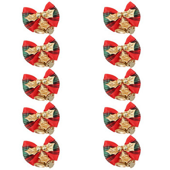 (10 бр.) 5 см златни звънчета с лък Декорации Ръчна изработка Коледна елха Висулка Новогодишна украса за празнично парти