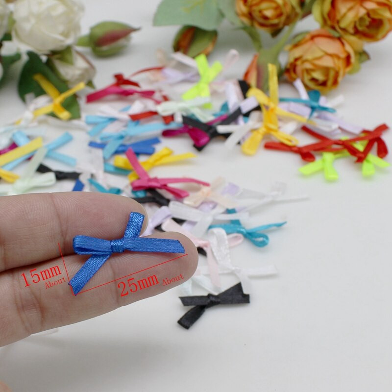 100tk/komplekt 4mm paelaga käsitööna valmistatud väike satiinist paelaga vibu lillega käsitöökaunistus Käsitöö DIY peokaunistus