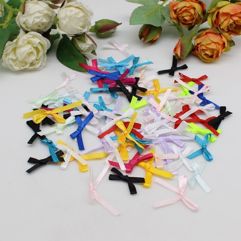 100tk/komplekt 4mm paelaga käsitööna valmistatud väike satiinist paelaga vibu lillega käsitöökaunistus Käsitöö DIY peokaunistus