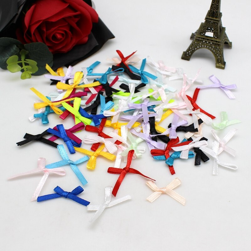 100tk/komplekt 4mm paelaga käsitööna valmistatud väike satiinist paelaga vibu lillega käsitöökaunistus Käsitöö DIY peokaunistus