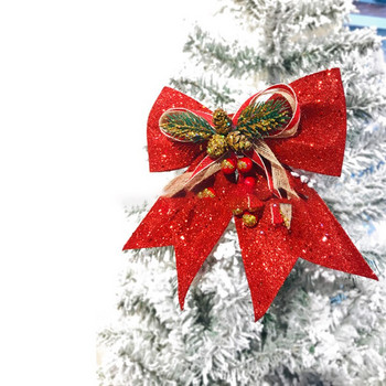 Νέο Glitter Μεγάλο Χριστουγεννιάτικο Φιόγκο με κουκουνάρια Χριστουγεννιάτικο Διακόσμηση Δέντρου Διαρρύθμιση σπιτιού Εμπορικού Κέντρου Διακόσμηση για Πρωτοχρονιάτικο πάρτι DIY Στολίδια στεφάνι Δώρο