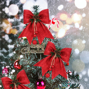 Коледна елха Голям червен възел с лък Новогодишно парти Сватбен декор Декорация 25*30 см Висящи орнаменти Златна кутия Опаковка Декоративна