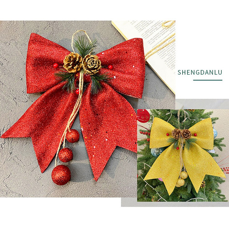 Božićno drvce Velika crvena mašna Čvor Novogodišnja zabava Dekoracija vjenčanja 25*30 cm Viseći ukrasi Zlatna kutija Ukrasna ambalaža