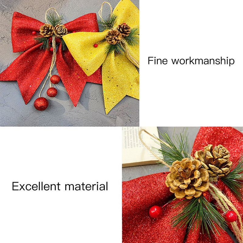 Božićno drvce Velika crvena mašna Čvor Novogodišnja zabava Dekoracija vjenčanja 25*30 cm Viseći ukrasi Zlatna kutija Ukrasna ambalaža