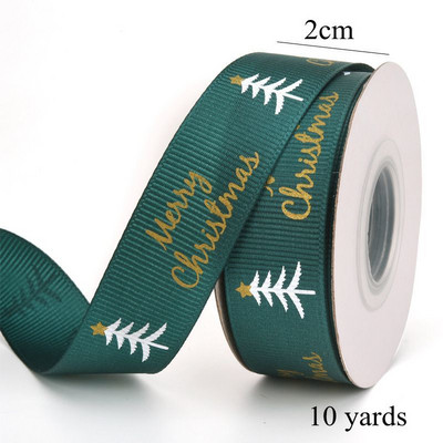 2 см широка коледна панделка с дължина 10 Y Дядо Коледа/Елен/Дърво Merry Xmas Crafts Опаковъчна панделка за Направи си сам венец, лък, доставка, подарък, декорация