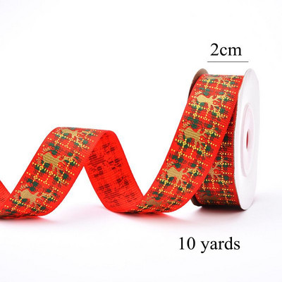 2 см широка коледна панделка с дължина 10 Y Дядо Коледа/Елен/Дърво Merry Xmas Crafts Опаковъчна панделка за Направи си сам венец, лък, доставка, подарък, декорация