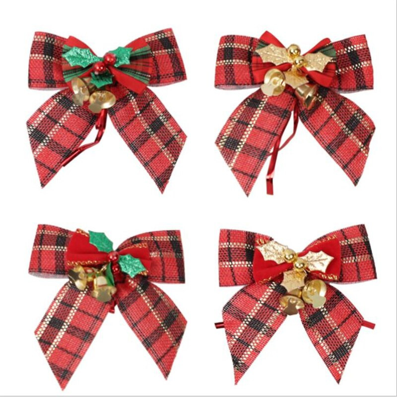 1 buc/lot funde delicate cadou de Crăciun cu clopote mici Articole de decorare pentru pom de Crăciun Papion de Crăciun 8*8cm