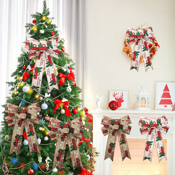 Ленена коледна декоративна лък възел коледна елха прежда папийонка орнаменти 30 стил новогодишна украса ръчно изработен подарък декор
