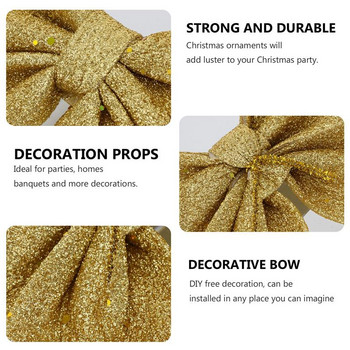 Bowknot Bow Коледни орнаменти Tree Glitter Craft Bows Коледен венец гирлянда Winter Rustic Holiday Мини декоративна панделка Shiny