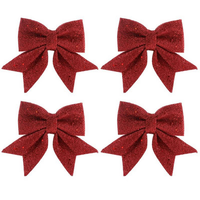 Bowknot vibu jõuluehted Puu säraga käsitöö vibud jõulupärg pärg Talvine maalähedane puhkus Mini dekoratiivne pael läikiv