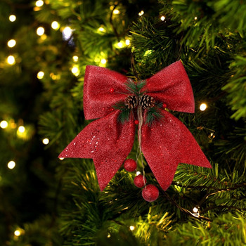 Големи лъкове Новогодишно парти Сватбен декор Коледна елха Голямо златисто искрящо блестящо панделка Висяща декорация