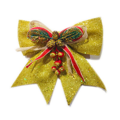 Velike 1 kom. Sjajne mašne Rukotvorine s vrpcom i visećim ukrasom za bor Božićna mašna Rekviziti za zabavu Dekoracija božićnog drvca