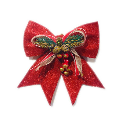 Velike 1 kom. Sjajne mašne Rukotvorine s vrpcom i visećim ukrasom za bor Božićna mašna Rekviziti za zabavu Dekoracija božićnog drvca