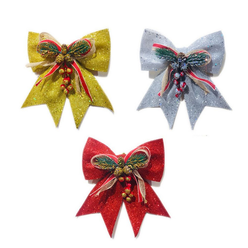 Velike 1 kom. Sjajne mašne Rukotvorine s vrpcom i visećim ukrasom za bor Božićna mašna Rekviziti za zabavu Dekoracija božićnog drvca