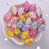20PCS Resin Kawaii Colorful Glitter Star Bow Flatback Rhinestone Figurine Scrapbook Направи си сам Декор Аксесоари за дома Занаяти M12