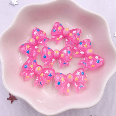 20PCS Resin Kawaii Colorful Glitter Star Bow Flatback Rhinestone Figurine Scrapbook Направи си сам Декор Аксесоари за дома Занаяти M12