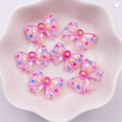 20PCS Resin Kawaii Colorful Glitter Star Bow Flatback Rhinestone Figurine Scrapbook Направи си сам Декор Аксесоари за дома Занаяти M12