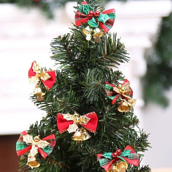 4τμχ Χριστουγεννιάτικο δέντρο με καμπάνα Φιόγκοι Διακοσμήσεις Χριστουγεννιάτικο καμπάνα Φιόγκος Κρεμαστό λινό κορδέλα κόμπος Δώρο για πάρτι σπιτιού Διακόσμηση σπιτιού