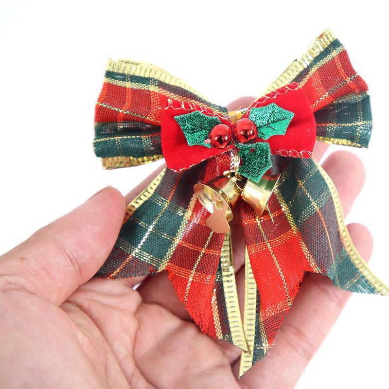 4 tk Jõulupuu kelluke vibud Kaunistused Jõulukelluke ripats Linasest lindist sõlm Kodupeokingitus Kodukaunistus