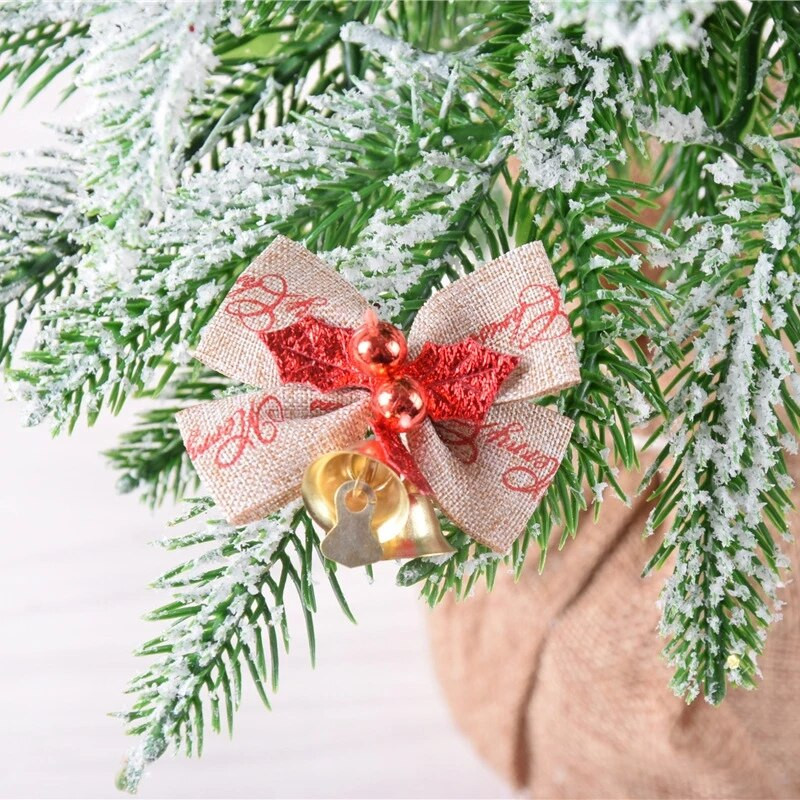 4 tk Jõulupuu kelluke vibud Kaunistused Jõulukelluke ripats Linasest lindist sõlm Kodupeokingitus Kodukaunistus