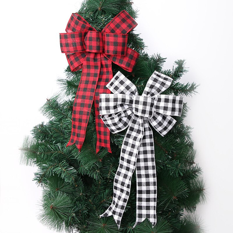 Uus1/2tk Aastakaunistused Jõuluvibu käsitöö jõulukuuseehted jõulukingituste pakkimine punane ja valge ruuduline vibu
