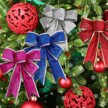 5 τμχ Glitter Χριστουγεννιάτικο δέντρο Φιόγκοι Χριστουγεννιάτικο στεφάνι Κορδέλα Φιόγκοι Στολίδια Πρωτοχρονιάτικο Χριστουγεννιάτικο γιορτινό πάρτι Διακόσμηση Big Bowknot Δώρα