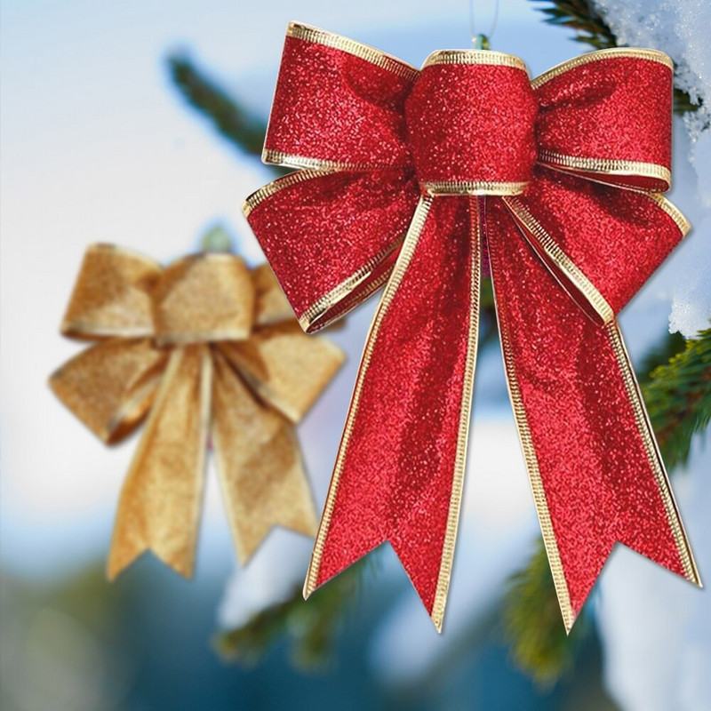 5 buc. Arcuri cu sclipici pentru pom de Crăciun Coroană de Crăciun Arcuri cu panglică Ornamente Anul Nou Decorare pentru petrecerea de sărbători de Crăciun Cadouri mari cu fundă