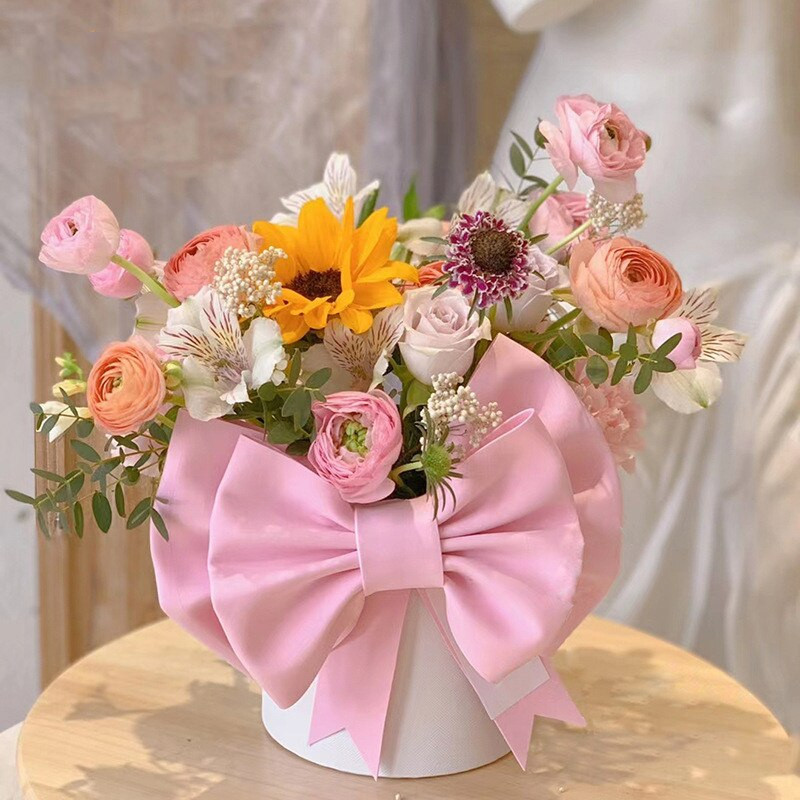 2 bucăți funde de panglică roz de dimensiune mare pentru decorare pentru tort, fundă cu panglică din satin, cutie cadou cu flori, decorare artizanală, lucrare manuală, decorare pentru petreceri