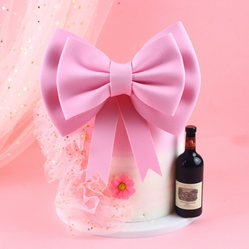 2 bucăți funde de panglică roz de dimensiune mare pentru decorare pentru tort, fundă cu panglică din satin, cutie cadou cu flori, decorare artizanală, lucrare manuală, decorare pentru petreceri