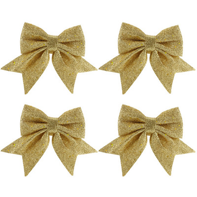 35cm Bowknot Bow Коледни орнаменти Tree Glitter Craft Bows Коледен венец гирлянда Winter Rustic Holiday Мини декоративна лента