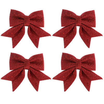 35cm Bowknot Bow Коледни орнаменти Tree Glitter Craft Bows Коледен венец гирлянда Winter Rustic Holiday Мини декоративна лента