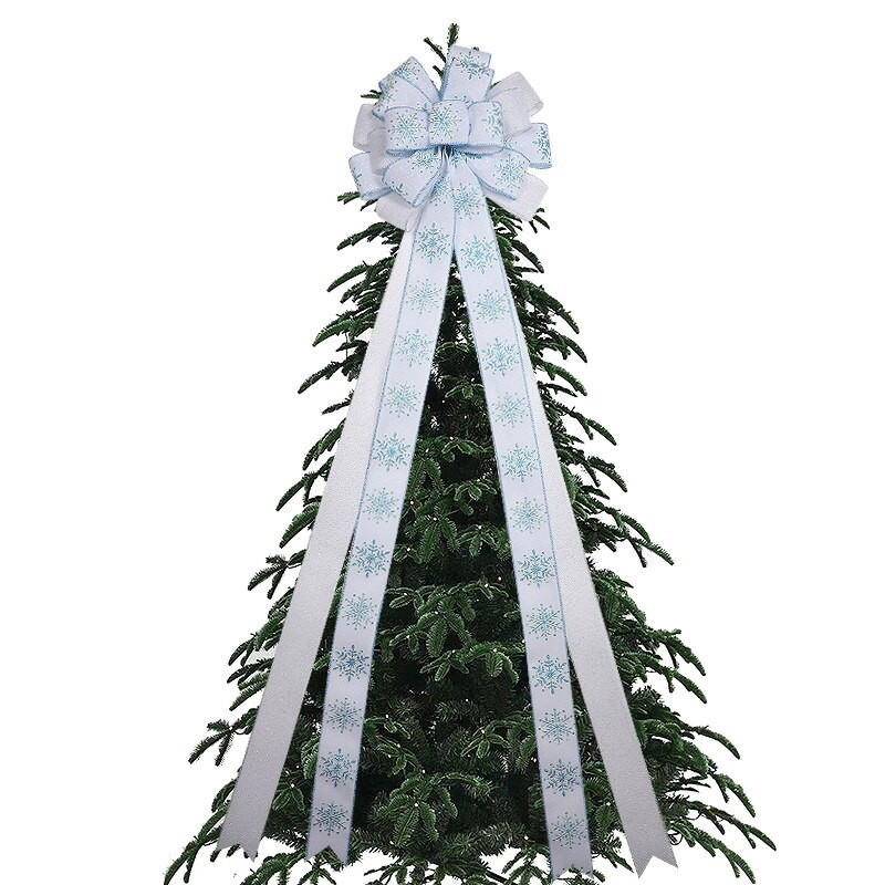 Χριστουγεννιάτικο φιόγκο νιφάδα χιονιού Χριστουγεννιάτικο μενταγιόν στολίδι Χρυσό σύρμα λινάτσα καρό φιόγκο Χριστουγεννιάτικο δέντρο διακόσμηση