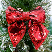 1 komad veliki crveni zlatni svjetlucavi božićni ukrasi s vrpcom i mašnom za božićno drvce Ručno izrađeni božićni ukrasi za uređenje doma