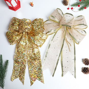 1 τεμ Χρυσό Ασημί Μεγάλο Φιόγκο Χριστουγεννιάτικο Δέντρο Φιόγκος Στολίδι Δώρο Δώρο Χριστουγεννιάτικα Διακοσμητικά χειροποίητη κορδέλα DIY