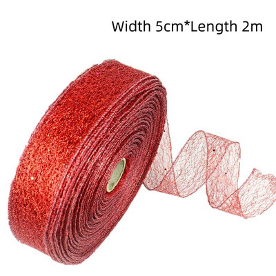 2M Ziemassvētku lente, stieples mala, Ziemassvētku dāvanu iepakojums, salokāma lente priekšgala Xams eglītes Ziemassvētku dekorēšanai 2023