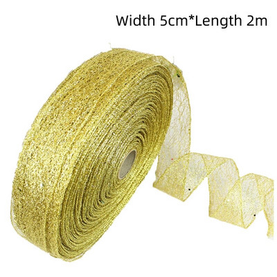 2M Ziemassvētku lente, stieples mala, Ziemassvētku dāvanu iepakojums, salokāma lente priekšgala Xams eglītes Ziemassvētku dekorēšanai 2023