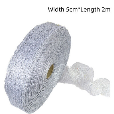 2M Ziemassvētku lente, stieples mala, Ziemassvētku dāvanu iepakojums, salokāma lente priekšgala Xams eglītes Ziemassvētku dekorēšanai 2023