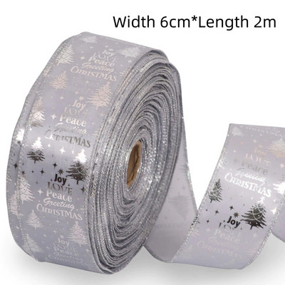 2M Ziemassvētku lente, stieples mala, Ziemassvētku dāvanu iepakojums, salokāma lente priekšgala Xams eglītes Ziemassvētku dekorēšanai 2023