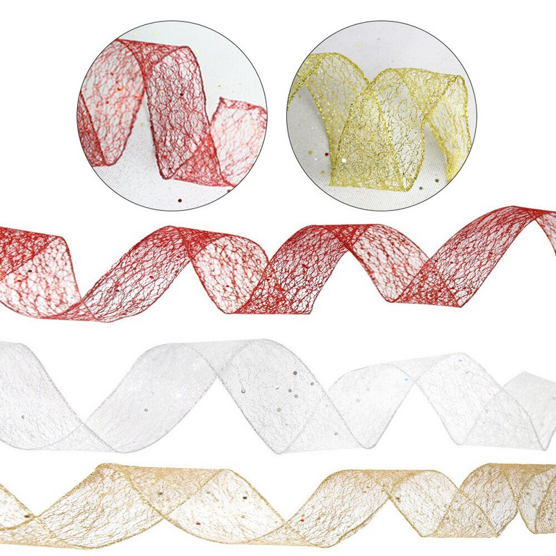 2M Ziemassvētku lente, stieples mala, Ziemassvētku dāvanu iepakojums, salokāma lente priekšgala Xams eglītes Ziemassvētku dekorēšanai 2023