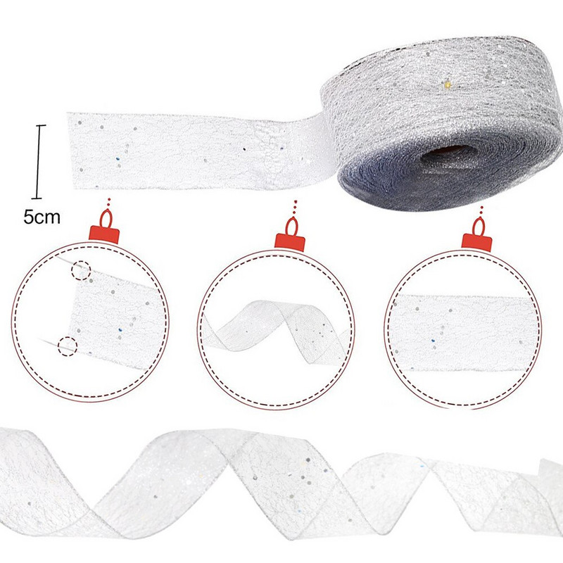 2M Ziemassvētku lente, stieples mala, Ziemassvētku dāvanu iepakojums, salokāma lente priekšgala Xams eglītes Ziemassvētku dekorēšanai 2023