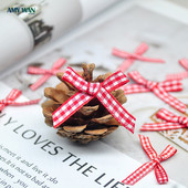 (200kom/pak) Crvene rešetkaste satenske mašne Mini veličina satenske vrpce Mašna Cvjetni obrt Božićni ukrasi za zabavu Navidad Kerst Decor Noel