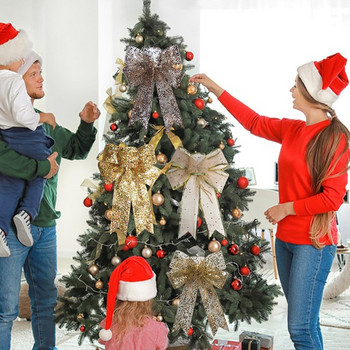 Χριστουγεννιάτικο Δέντρο Φιόγκος Κρεμαστά Διακοσμητικά Μεγάλοι Φιόγκοι Διακόσμηση Πάρτυ Χρονιάς Χειροποίητα Δώρο Φιόγκοι