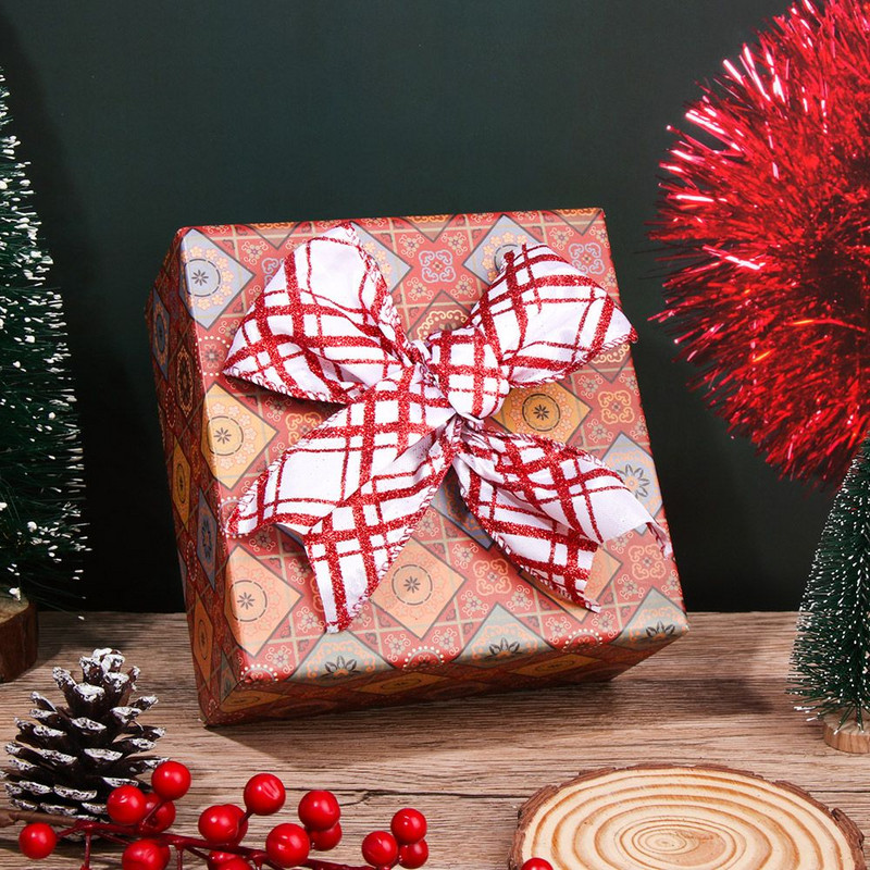 1 rull 2,5 tolli x 6 jardi punane valge lint Jõulujuhtmega serv DIY käsitöö jõulupuu kaunistused Pärja vibud mähkimistarvikud