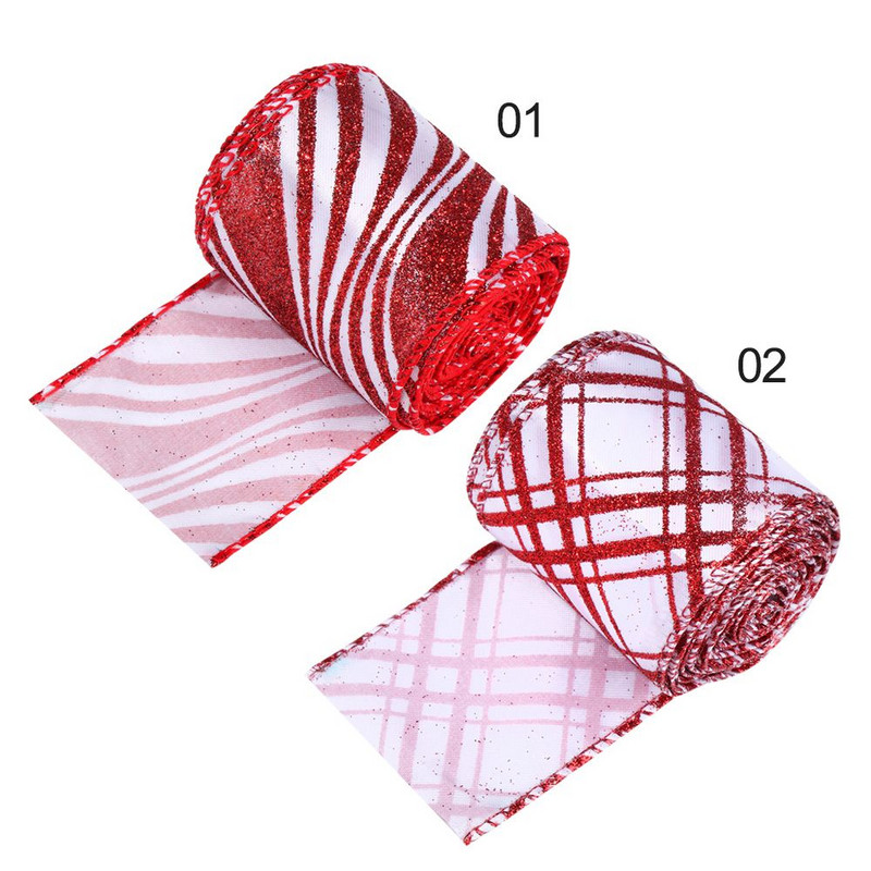 1 rull 2,5 tolli x 6 jardi punane valge lint Jõulujuhtmega serv DIY käsitöö jõulupuu kaunistused Pärja vibud mähkimistarvikud