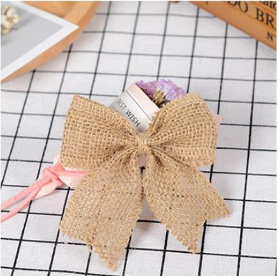 5 vnt./daug Natūralaus džiuto Heseno audinys su nėriniuotais kalėdiniais lankeliais gimtadienio proga dovanų dėžutės dekoravimui Helovino saldainių dėžutės dekoras