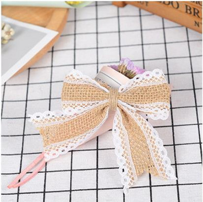 5 vnt./daug Natūralaus džiuto Heseno audinys su nėriniuotais kalėdiniais lankeliais gimtadienio proga dovanų dėžutės dekoravimui Helovino saldainių dėžutės dekoras