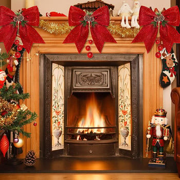 Коледна панделка за декорация на коледна елха Панделка с борови шишарки Оформление на домашен мол Декорация Орнаменти Коледен подарък
