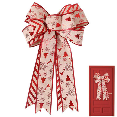 Fundițe de Crăciun cu straturi duble Fundițe de coroană de Crăciun Fundă decorativă roșie pentru coroană de Crăciun Pom de Crăciun Perete ușă scară